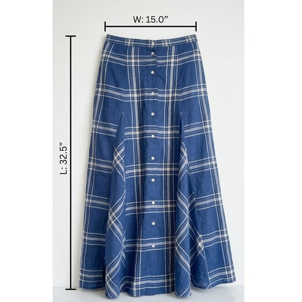 Polo by Ralph Lauren Blue Plaid Midi Skirt - Picture 13 of 13